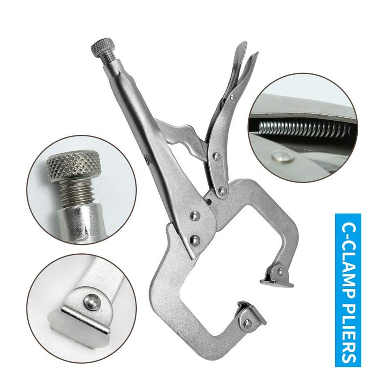 Anxingo 4 Pack Heavy Duty C-Clamp Locking, (2x6" + 2x11" Tips) C-Clamps with Swivel Pads for Craftsman Home Workshop - Image 3
